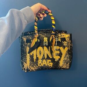 Anca Barbu hand painted leather bag with long shoulder strap included